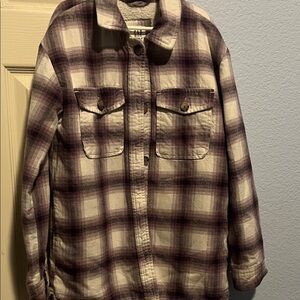 GAP Kids Purple and Cream Plaid Shirt/ Sweater